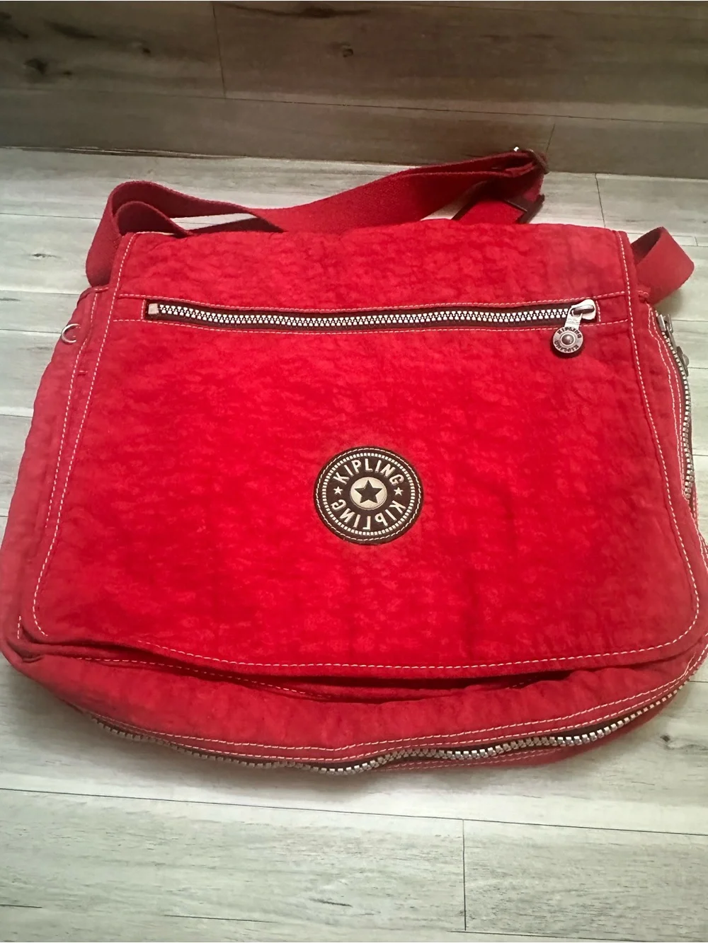 Kipling Unisex Vibrant Red Flap Crossbody Bag